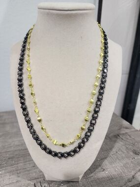 Alexa Rae Yellow and Black Layered Women’s Necklace - Elegant Two-Tone Chain